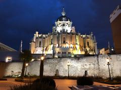 Rear facade of the Almudena Cathedral in Madrid, Spain