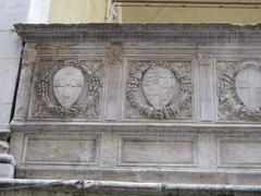 Logge del Papa with Piccolomini family crests in Banchi di Sotto, Siena