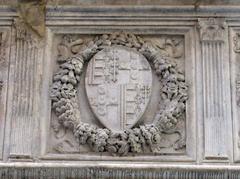 Loggia del Papa in Siena with Piccolomini family crests on Banchi di Sotto