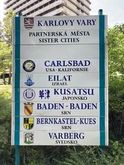 Karlovy Vary sign of its sister cities