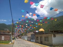 Typical street in Tlilapan, Veracruz decorated for its patron saint festival