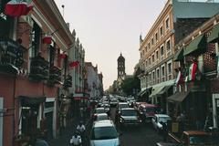 Street in downtown Puebla during Independence holidays