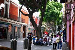 Historic Calle 5 de Mayo in Puebla daytime