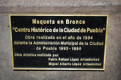 bronze model of the historic center of Puebla