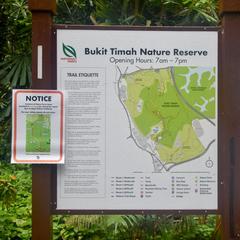 Info board map Bukit Timah Nature Reserve Singapore