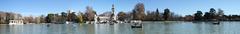 El Retiro Park pond panorama in Madrid