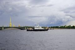 Large hydrographic boat George Zima on the Neva