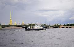 Large hydrographic boat-catamaran Mikhail Kazansky on the Neva