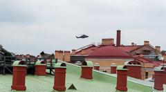 Peter & Paul Fortress aerial view with helicopter