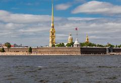 Neva River and Peter and Paul Fortress during Navy Day in Saint Petersburg