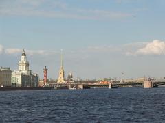 Neva River in Saint Petersburg with Vasilyevsky Island in the background