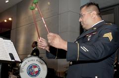 Sgt. Matthew Craig Andrade performing on the timpani at the Jimmy Carter Library and Museum