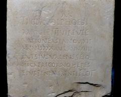 Funerary inscription of a sailor of the Misenum fleet, on marble, from the 2nd century CE