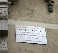 1878 plaque in memory of Giuseppe Castelli near Museo del Paesaggio entrance, Verbania-Pallanza