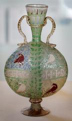 pilgrim flask with doves and IHS monograms