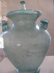 ancient Roman blown glass cinerary urn