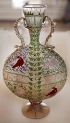 Pilgrim flask with doves and IHS monograms from Murano Glass Museum