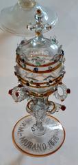 Ciborium with crystal body and polychrome glass applications