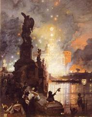 Aerni Franz Theodor's painting of fireworks over Castel Sant'Angelo