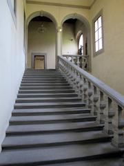 Photo of a staircase inside the Museo Statale d'Arte Medievale e Moderna in Italy