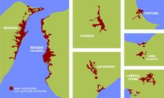 Urbanized areas with territorial continuity in Calabria