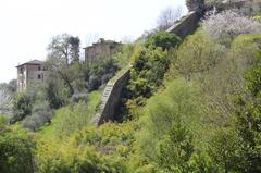 city walls of Siena from Botanical garden