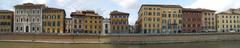 Lungarno Pacinotti with historic buildings along the Arno River