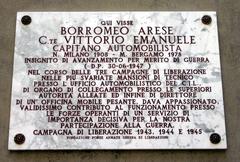 plaque in memory of Count Vittorio Emanuele Borromeo Arese at Palazzo Borromeo in Milan