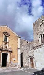 Largo Santa Caterina with historical buildings in Taormina