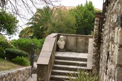 Palazzo Duchi di Santo Stefano palace facade in Taormina, Sicily with 18th-century stairs and bust