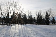 Sunlight through a teepee at Heritage Park Calgary