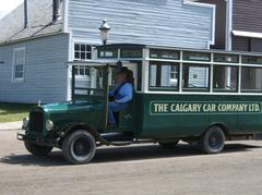 antique-styled bus at Heritage Park