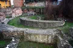 Ruins of the ancient Roman imperial palace in via Brisa, Milan