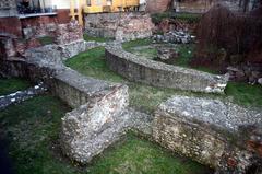 Ruins of Ancient Roman imperial palace in via Brisa, Milan, Italy