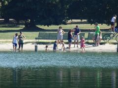 Parco delle Cave Milan nature park with people sunbathing