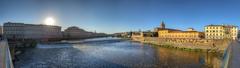 sunrise over the Arno River in Florence, Italy