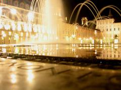 Piazza Castello fountain at night in Torino