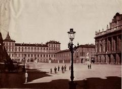 17th-century engraving of Palazzo Reale and Palazzo Madama in Turin, Italy