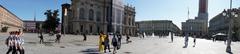 Panoramic view of Piazza Castello in Italy