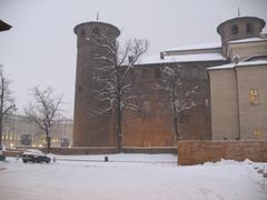 Piazza Castello in Turin covered in snow on February 1, 2012