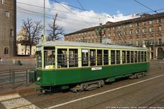 Historic tram no. 2598 at the terminus of line 7 in Piazza Castello, Turin