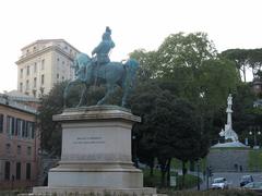 Piazza Corvetto monument in Genoa featuring equestrian statue of Victor Emmanuel II and Mazzini monument in the background