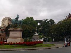 Piazza Corvetto and Vittorio Emanuele II Monument in Genoa