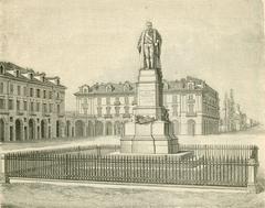 Piazza Vittorio Emanuele II and Monument to Giuseppe Barbaroux in Cuneo