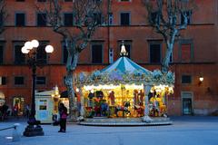 carousel on Piazza Napoleone in Lucca, Italy