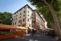 Aerial view of the historic city of Lucca in Italy