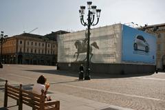 Piazza San Carlo in Turin, Italy with historic buildings and equestrian statue