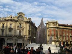 Piazza Solferino in Turin with the monument and surrounding buildings