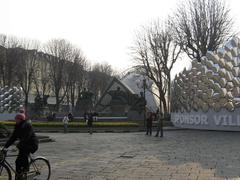 Outward view of the Sponsors Village in Piazza Solferino, Turin