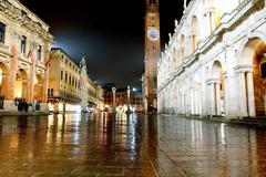 Night view of Basilica in Piazza dei Signori, Italy